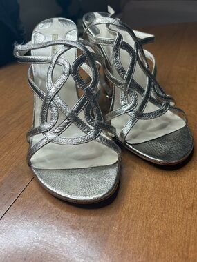 Metallic Gold Strappy Heeled Sandals for Women